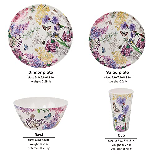 Dapoto Melamine Dinnerware Set For 4-16 Pcs:Camping Dishes Set With Dinner Plates,Salad Plates,Cups And Bowls.Lightweight And Unbreakable.Indoor And Outdoor Use. thumb #5