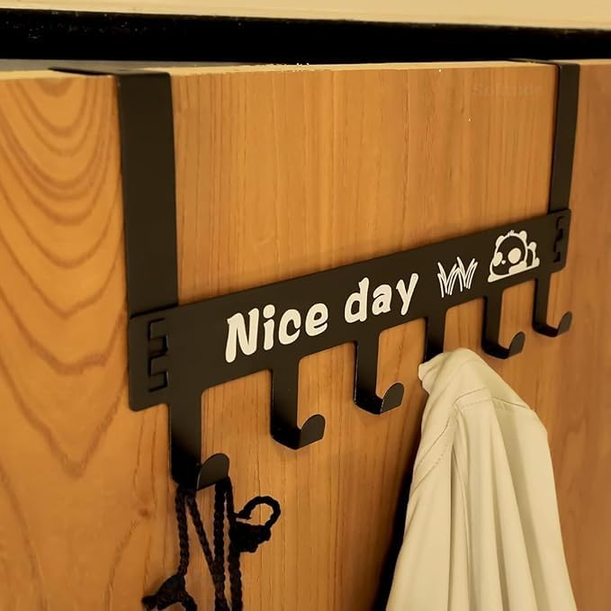 Heavy Duty Carbon Steel Over Door Hanger for Clothes | No Drill Hanging Hooks for Bathroom, Bedroom, Kitchen | Towel, Scarf, Coat Holder | Removable Door Hook Rack