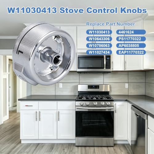 2 Pack W11030413 Gas Stove Knobs Replace W10643306 W10786063 W11027434 - 1
