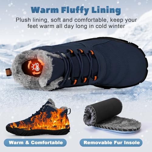 Image of Winter Hike Barefoot Boots Women, Snow Boots for Women | Winter Hike Barefoot Boots Women, Wide Toe Waterproof Hiking Non-Slip Ankle Shoes