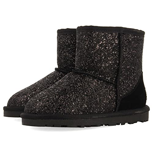 GIOSEPPO Botines tipo australianos negros con glitter para niña y niño tranoy
