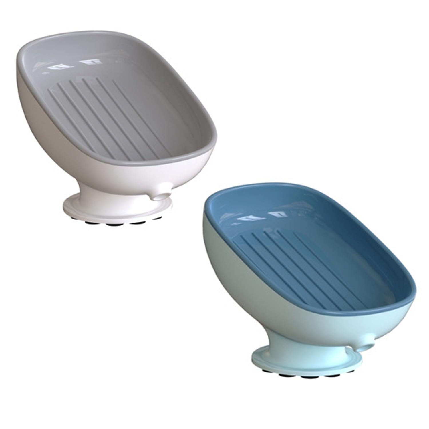 HEXONIQ® Plastic Soap Dish Holder with Suction Cup, Self Draining, for Shower, Bathroom, Tub, Kitchen Sink (2, Multicolor) (B0DH2TJHXF) Amazon Price History, Amazon Price Tracker