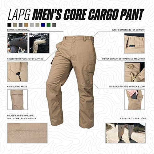LA Police Gear Men's Core Cargo Lightweight Tactical Pants, Durable Ripstop Cargo Pants for Men, Stretch Waistband CCW Pants