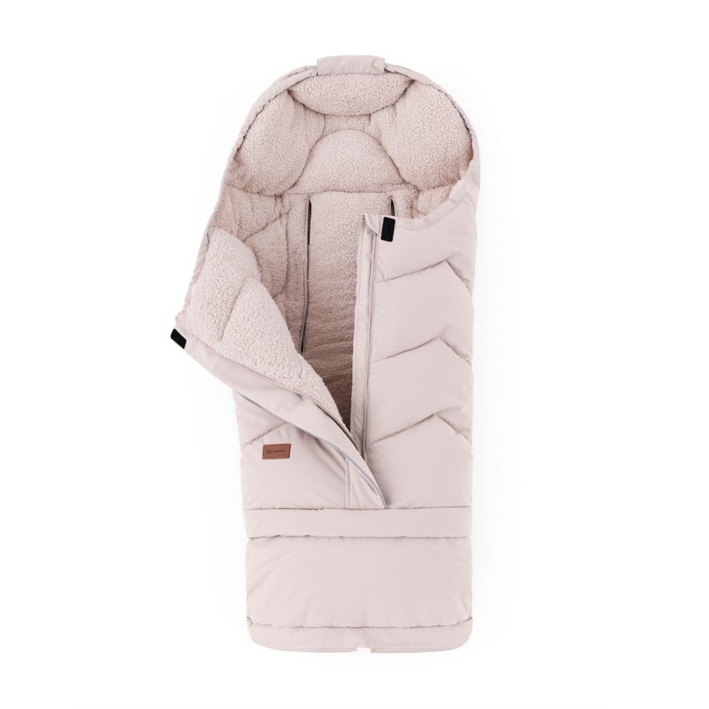 Petite&Mars Hygge Chancelière 4 en 1 pour poussette, nacelle, nacelle et traîneau – Extensible jusqu'à 106 cm – Polaire en peluche – Coupe-vent et imperméable 3000 mm – Pétale de rose