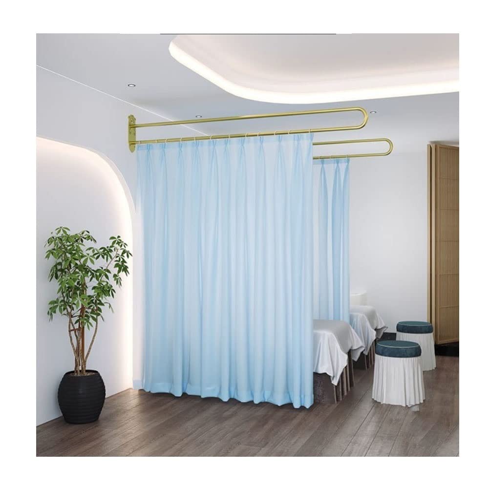 Raumteiler-Vorhang-Set, Metall-Stützstange und lichtdurchlässiger Sichtschutzvorhang, Trennwand, vertikale Vorhänge, 1 Paneel, Hellblau, 200 cm