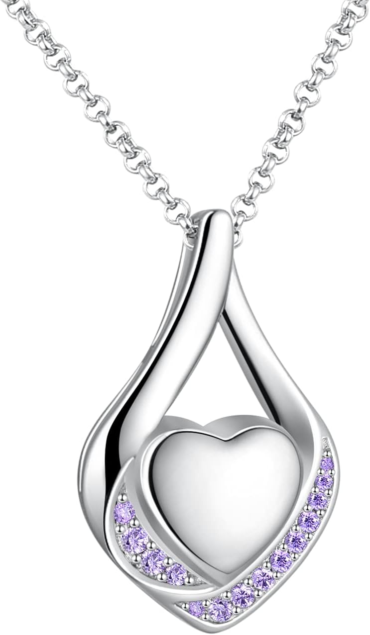 Cremation Jewelry 925 Sterling Silver Teardrop Urn Necklace for Ashes Heart Shape Memorial Keepsake Pendant for Human Ashes for Women Gift