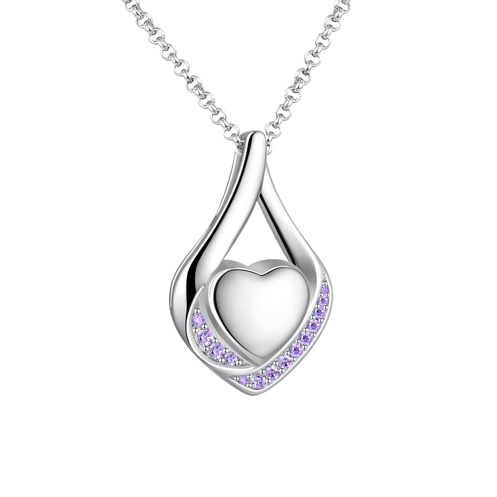 Cremation Jewelry 925 Sterling Silver Teardrop Urn Necklace for Ashes Heart Shape Memorial Keepsake Pendant for Human Ashes for Women Gift