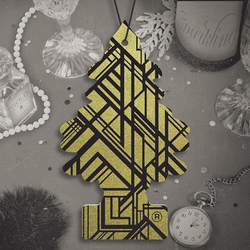 Image of LITTLE TREES Car Air Freshener | Hanging Tree Provides Long Lasting Scent for Auto and Home | 24 Air Fresheners |Gold
