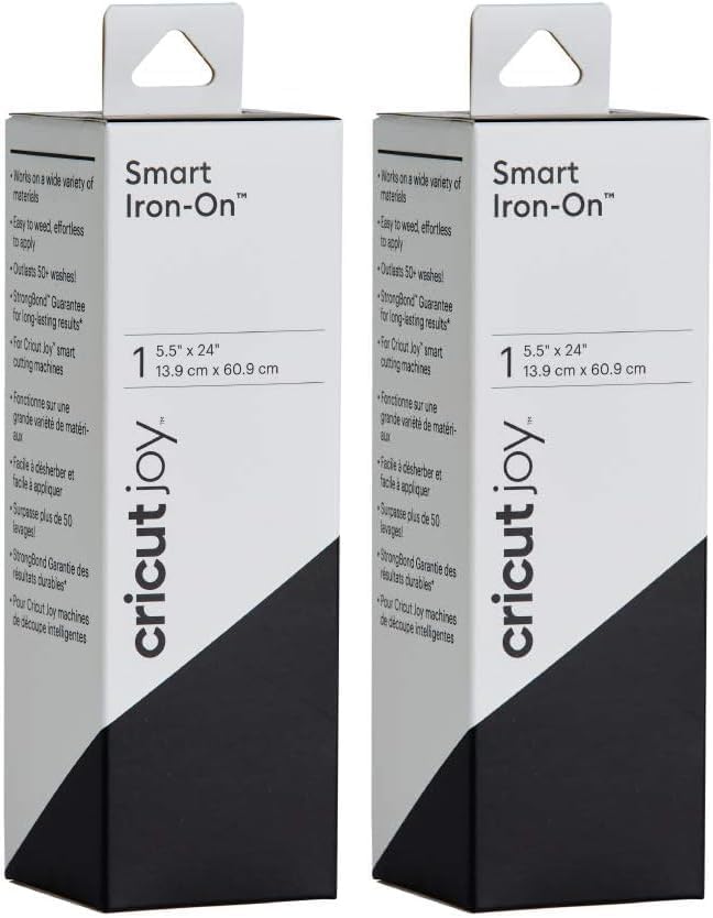 Cricut Smart Iron On Vinyl- Black, 2-Pack of 2ft Rolls (5.5in x 24") for Joy Machine - matless Cutting for Shapes up to 4ft, & Repeated cuts up to 20ft