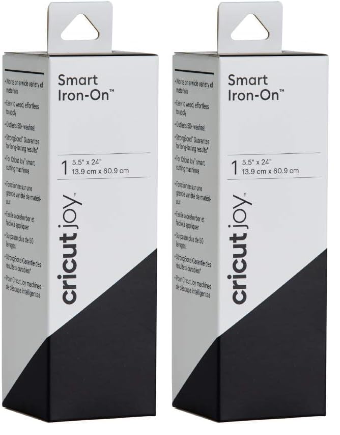 Cricut Smart Iron On Vinyl- Black, 2-Pack of 2ft Rolls (5.5in x 24") for Joy Machine - matless Cutting for Shapes up to 4ft, & Repeated cuts up to 20ft