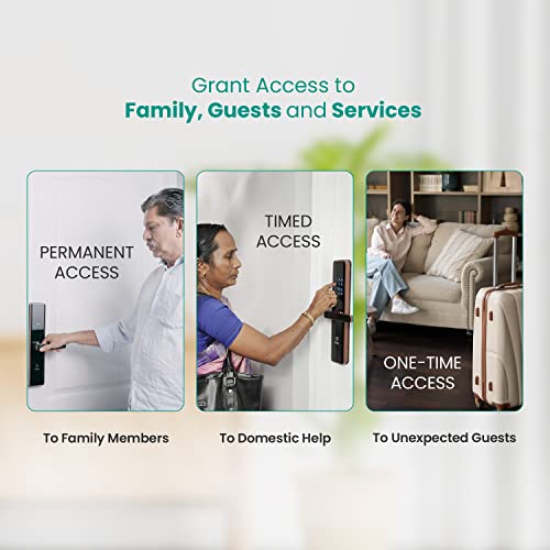 Image of IKIN Smart Door Lock for Your Homes | Max | Digital Lock for Main Doors | 6- Way Unlocking | Fingerprint | Mobile App | RFID Access | OTP Access | Pincode | Mechanical Key | Biometric Lock (Black)