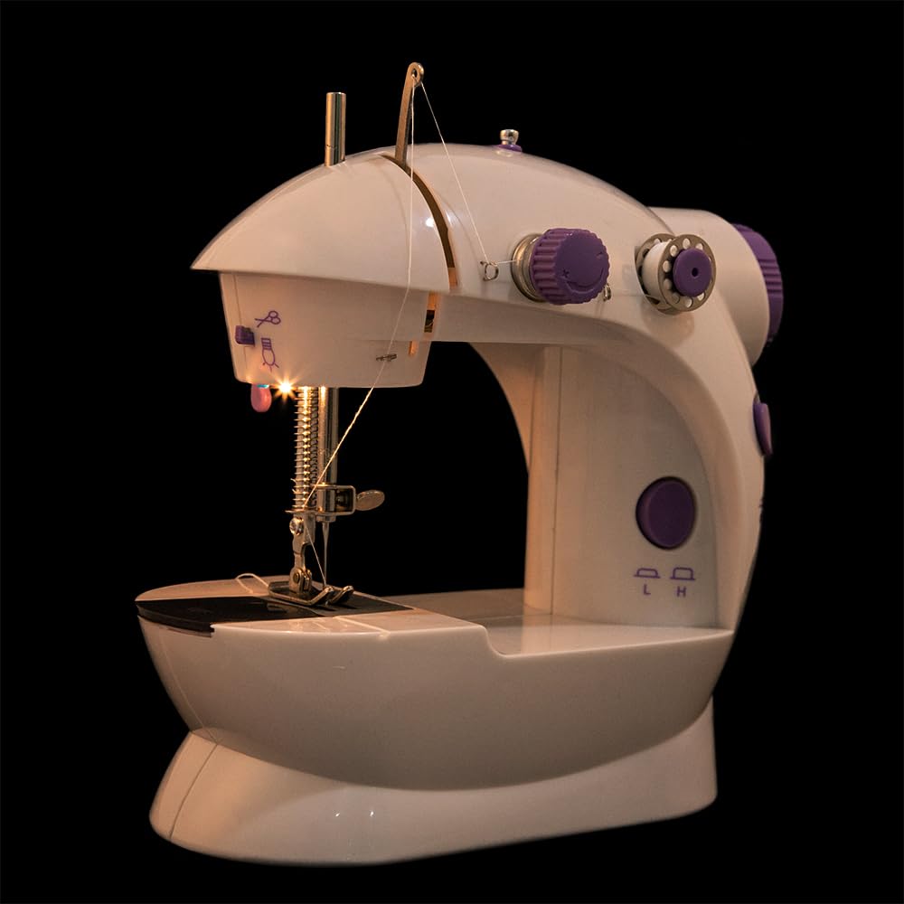 Mini máquina de coser portátil para principiantes, adultos, manualidades eléctricas, máquina de reparación, máquinas de coser eléctricas overlock para coser sedas, mezclilla, lana, cuero 6