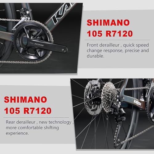 KABON Full Carbon Road Bike,Lightweight 700C Racing Bicycle with 105 R7120 24S Shift Groupset and Hydraulic Disc Brake Bike with Carbon Wheels for Adult
