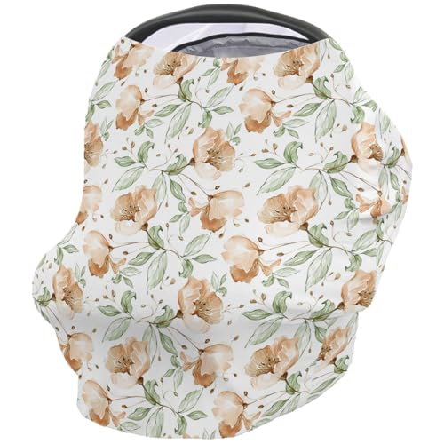 Nursing Cover for Breastfeeding Scarf, Flowers Florals Vintage Baby Car Covers Super Soft Multi Use for Canopy Shopping Cart Cover Blanket Stroller Cover