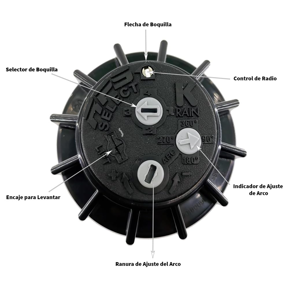 Suinga Confezione da 5 irrigatori K-Rain RPS Select 3/4'' | Portata da 7,6 a 14 metri | Irrigatore a turbina ad angolo regolabile | Ugelli preinstallati | Facile da regolare