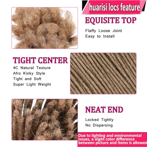 Huarisi Pre-colored Human Hair Dreadlocks Extensions for Black Women 12 inch Afro Kinky 20 Strands 0.4cm Auburn Fashion Handmade Permanent Loc Extensions Real Hair for Men (#30, 12 Inch, 20 Locs) - Image 3