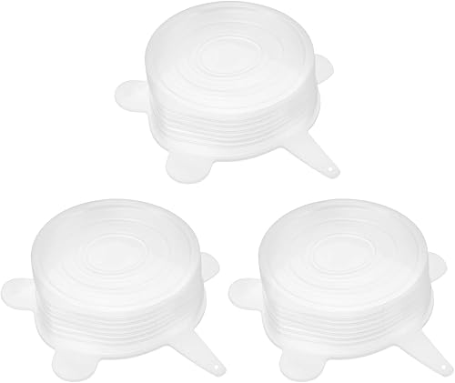 uxcell Tapas elásticas de silicona, paquete de 3 tapas redondas de 2.56 pulgadas, tapas de silicona reutilizables para tazas, tazones y cubiertas de