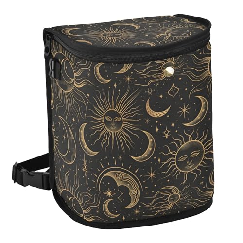 Image of MNSRUU Car Trash Can with Lid, Retro Sun and Moon Car Trash Bag Hanging Organizers and Storage for Front Back Seat, Leak-Proof Trash Bin