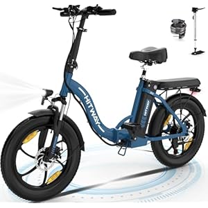 HITWAY Elektrische fiets, 20″ Fat Tire Ebikes, 11.2Ah 250W 36V E Bike, 35-90KM Elektrische vouwfietsen met 7 versnellingen City E Bike Mountainbike voor volwassenen