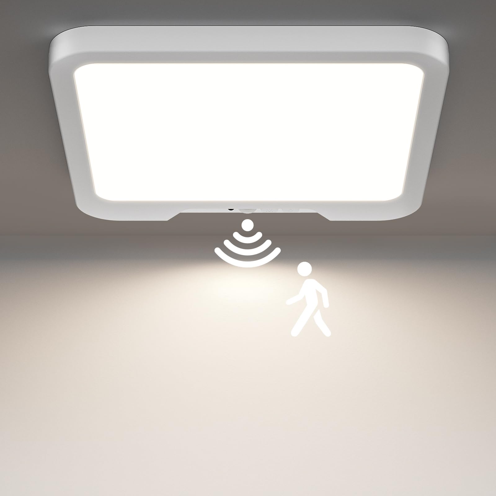 Birnetek® Deckenlampe mit Bewegungsmelder Innen Akku, 8000mAh Deckenleuchte LED Batterie mit Bewegungssensor, Wiederaufladbar Lampe mit Bewegungsmelder für Flur, Treppen, Garage