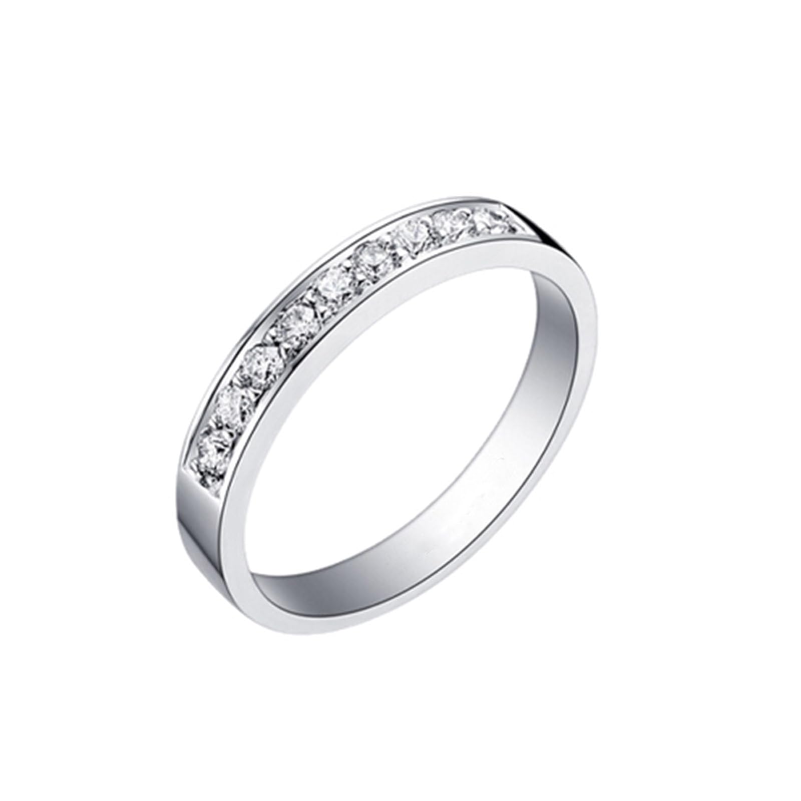 Anillos de compromiso de oro blanco, alianzas de oro real con diamantes de 0,25 quilates, anillos de media eternidad, anillos de boda para mujer