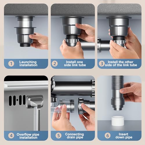 Kit Drenaje Cocina Doble Fregadero Ajustable QruiLanTu miniatura 6