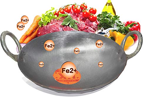 Image of Iron Medium Size 10 Inch /1.80 L Kadhai with Large Handle for Cooking , Silver