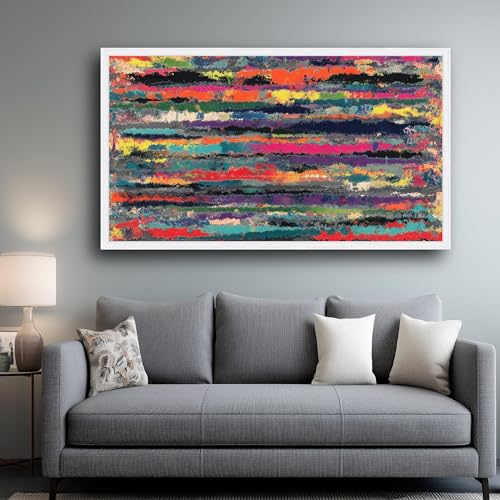 Toile à rayures abstraites art mural moderne tableau coloré lignes