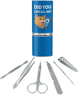 Did You Catcall Me Cat With Phone Stainless Steel Manicure Pedicure Grooming Beauty Care Travel Kit