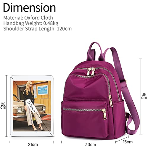 FORRICA Womens Backpack Casual Daypack Oxford Cloth Girls School Bags Waterproof Rucksack Lightweight Travel Backpack Purple L - Image 6
