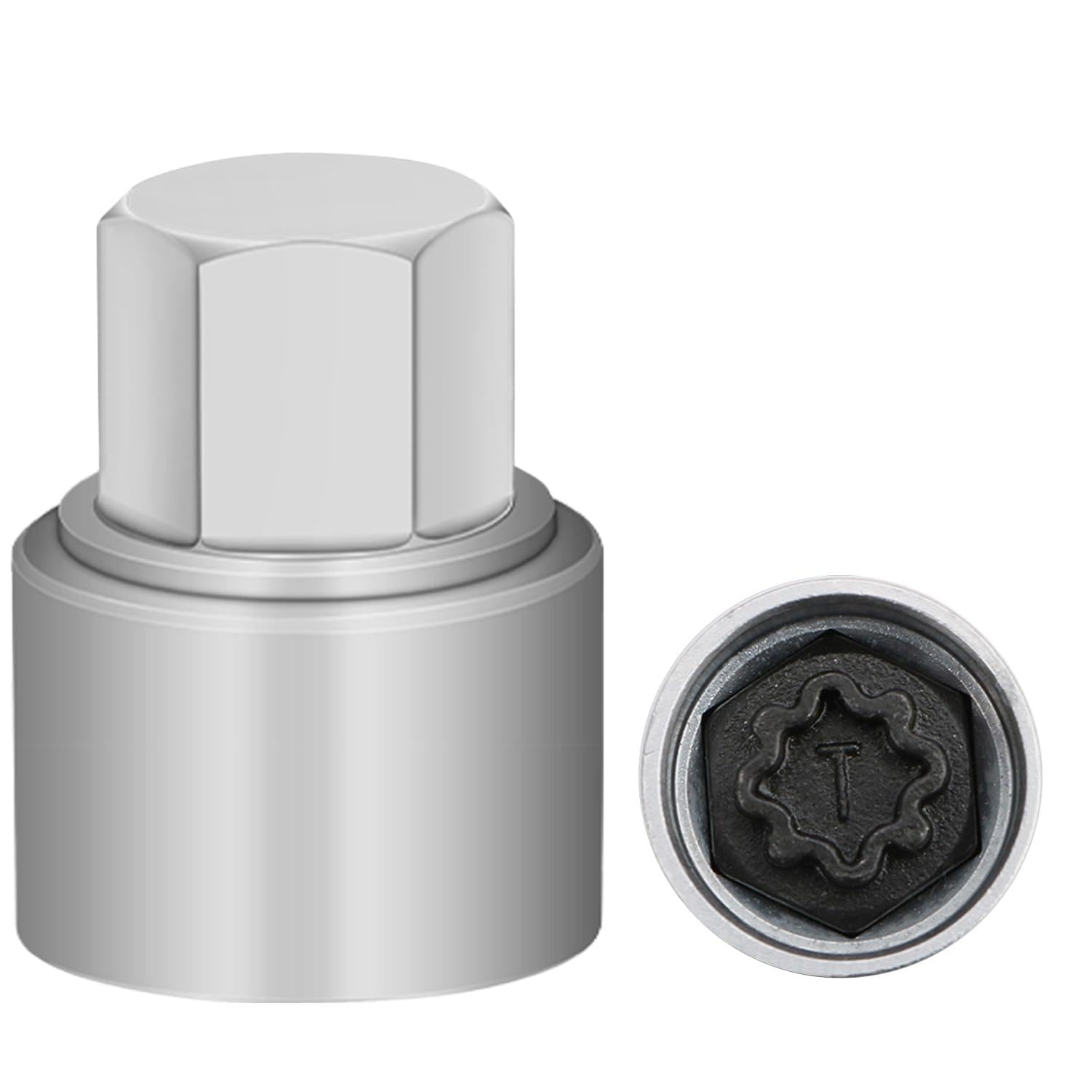 Jeuclel Scoket T T Wheel Locking Nut Key Compatible With Audi Series, (Socket Od 27Mm - Id 25Mm), Wheel Lock Nut Socket Adapter, Wheel Anti-Theft Lug Nut Removal Tool, Anti-Theft Screw Remover