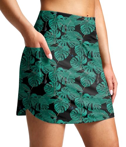 Image of SANTINY Women's 17'' Long Swim Skirt with Pockets High Waisted Modest Tummy Control Swimsuit Skirt Bathing Suit Bottoms