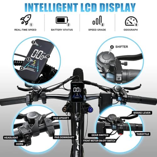 Kinsella K800 dual motor 26-inch fat tire mountain electric bike has: 23AH lithium battery, 4 color options, 21 speeds, color display. - Image 7