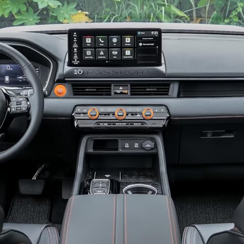Image of for Honda 2026 Passport /2026 Pilot Interior Accessories, Aluminum Alloy one-Button Start Cover /Ring, air Conditioning knob, 5-piece Set (Orange)