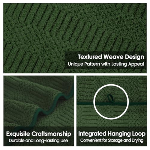 Image of JML Microfiber Bath Towels, Large Bathroom Towel for Adult, Pack of 2, 30 inch x 60 inch, Soft, Super Absorbent and Fast Drying, Use for Hair Wrap, Sport, Fitness, Yoga, Diamond Cross Grid Olive-Green