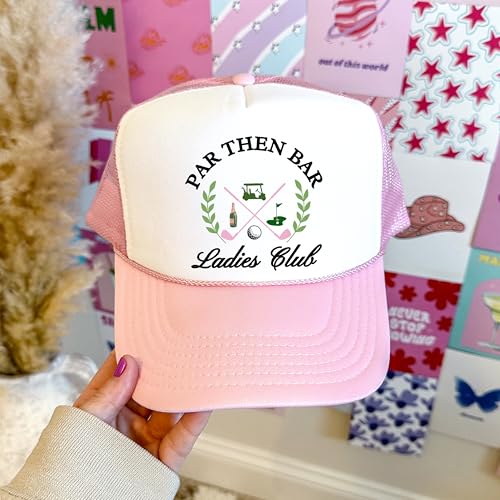 Image of Par Then Bar Ladies Club Funny Golfer Women's Classic 5 Panel Mesh Snap Back Trucker Hat