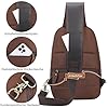 TIDING Leather Sling Chest Bag for Men Crossbody Shoulder Bags Anti Theft Small Backpack for Travel Work Daily Use, Brown #4