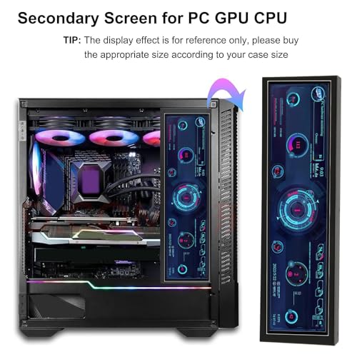 Image of Dpofirs 8.8in USB Mini Screen, USB C PC Sensor Panel Display, PC CPU Data Monitor, PC Computer Temp Mini Secondary Screen for Desktop Chassis (Without Touch)