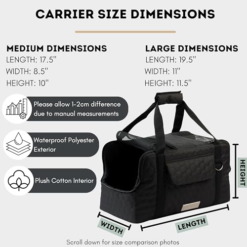 Airline Compliant Pet Carrier | Travel Bag & Car Seat | Calming - Durable - Stylish | Best for Most Pets up to 15lbs