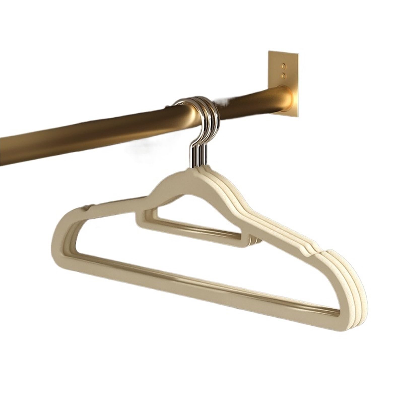 Duexioly 10Pcs Beige Velvet Hangers 10Pcs Space Saving Flocking Hanger Adult Non-Slip Clothes Coat Hangers Drying Anti-Skid For Storage(10Pcs Beige)