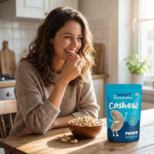 Image of NUTRI HARVEST Premium Natural Whole Cashews 200g Value Pack | Unsalted Kaju | Rich in Protein, Magnesium & Phosphorus | Crunchy, Nutritious & Delicious Nuts | Healthy Dry Fruits Snack (Pack of 1)