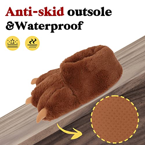 Image of Women Plush Animal Paw Slippers Funny Novelty Bear Claw Slippers Cozy Furry Warm Memory Foam Slippers Gifts for Halloween Christmas