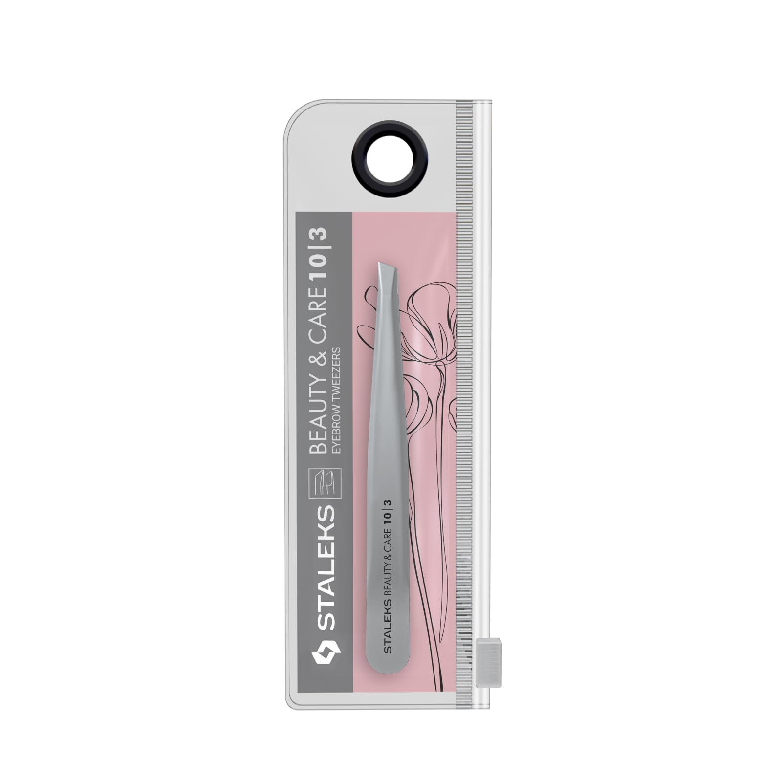 STALEKS Beauty&Care Pinzas para cejas con punta inclinada biselada de acero inoxidable unisex- Pinzas de cejas de precisión para dar forma a las cejas TBC-10/3