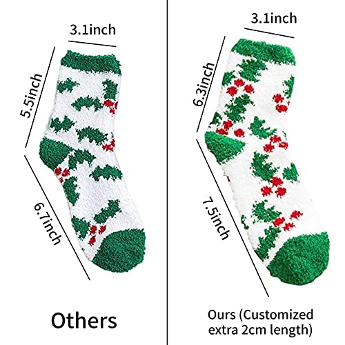 October Elf 6 Pairs Adult Christmas Holiday Socks - Warm, Cozy Fuzzy Socks With Plus Size And Anti-Slip Bottom4