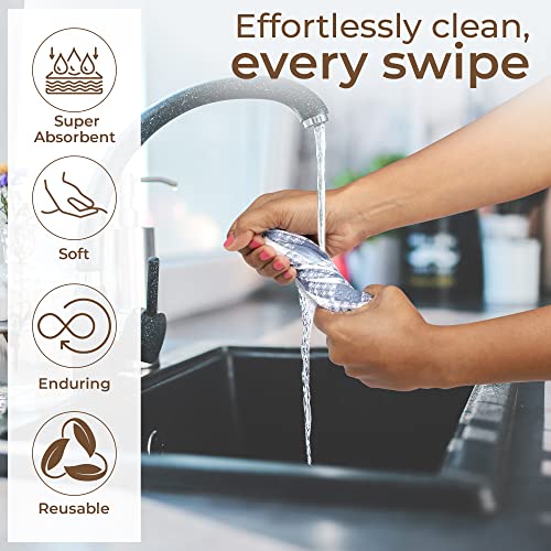 Urban Villa Dish Cloths Waffle Buffalo Check Kitchen Dish Cloths Blue/White Color Set Of 8 Quick Drying Dish Cloths Highly Absorbent Cotton Size 12X12 Inches With Mitered Corners Kitchen Dish Towels #TOP2