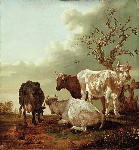 Tableau Quatre animaux pré Paulus Potter pour grand mur vide 60x90