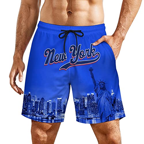 City Night View Men's Shorts Football Fans Gifts Quick Dry Swim Trunks Compression Liner Beach Shorts