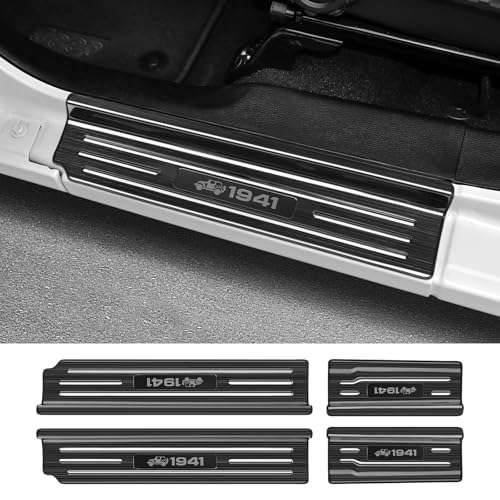 Bercicci 4PCS Door Sill Protector for Jeep Wrangler JL JLU 2018-2025 2026 & Gladiator JT 2020-2025 2026 Accessories Stainless Steel Front and Rear Door Car Pedal Kick Protection (Black Brushed)