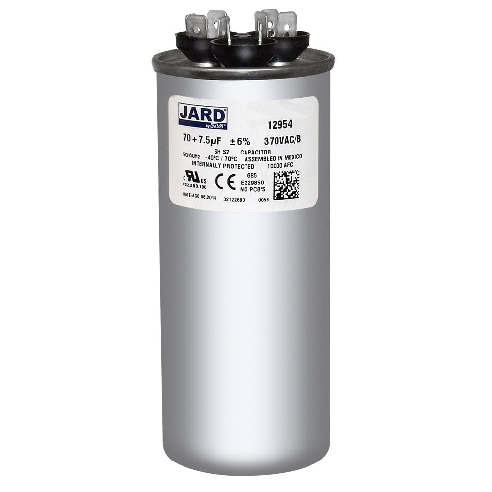 Motor Dual Run Capacitor Round 70 + 7.5 uf MFD 370 Volt VAC 12954