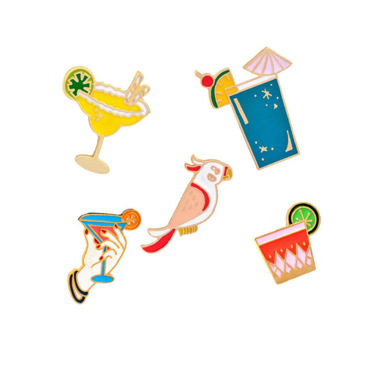 PACKOVE 30stücke Teiliges Juice Tropfen Broschen Lustige Cartoon Legierung Broschen Für Strandparty Cocktail Dekoration Parrot Design Passend Zu Hochzeitskleidern Taschen Und Mehr